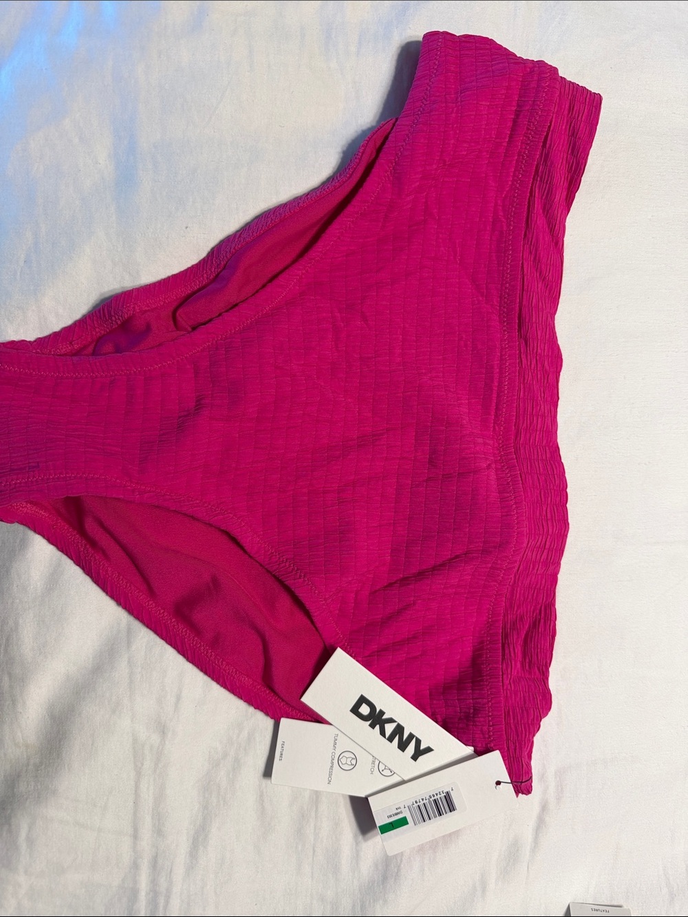 DKNY Vibrant Fuchsia Ribbed Bikini Bottom